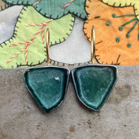 Teal Tourmaline Slice Earrings
